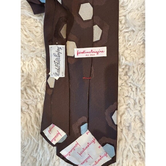 3 Mens Silk Vintage Ties - Brown Pauline Trigere, Striped Dior & Paisley Dior - Picture 2 of 5